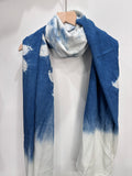 Handmade "Indigo Mist" Shibori-Style [Soft] Scarf
