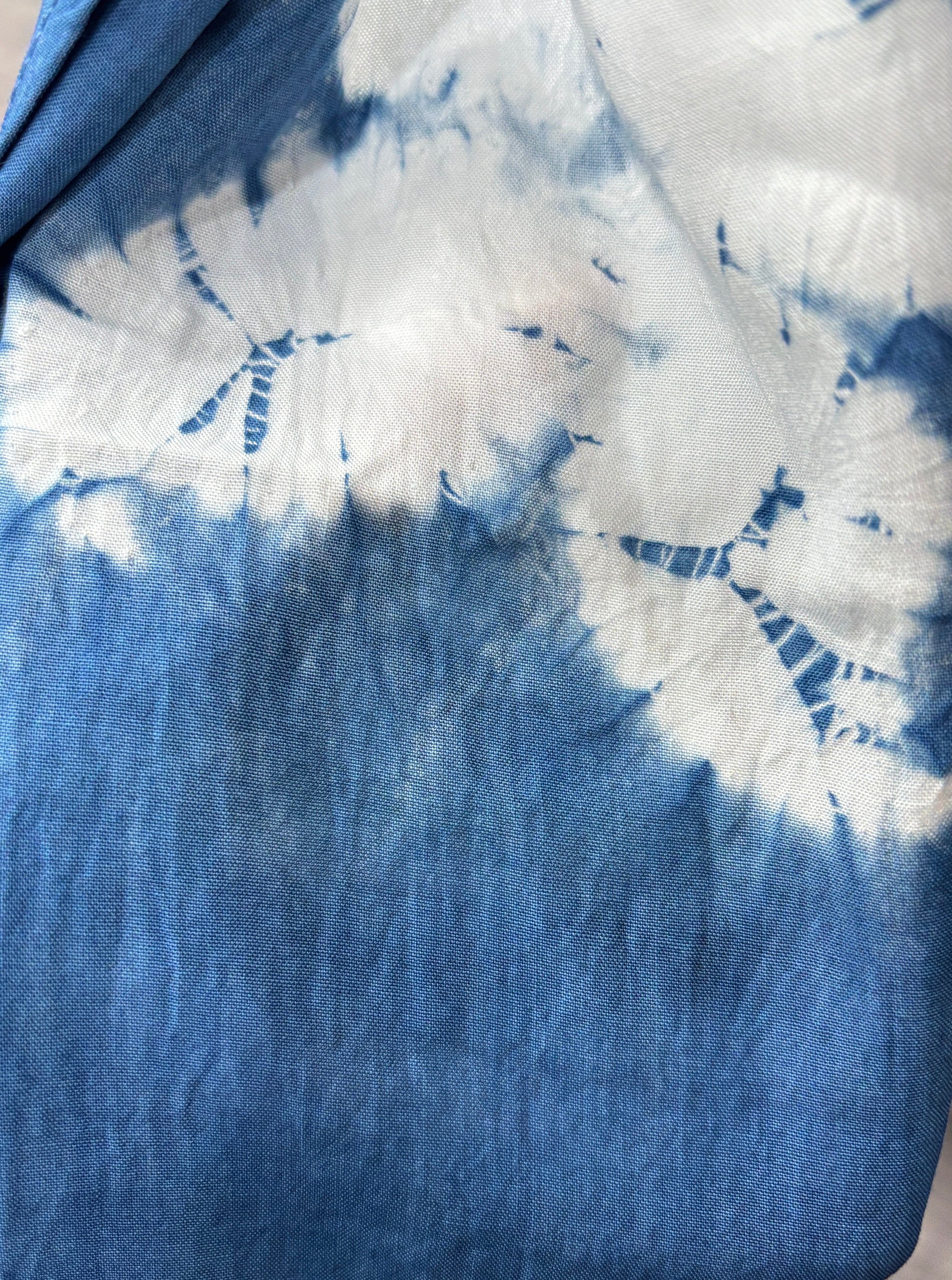 Handmade "Indigo Mist" Shibori-Style [Soft] Scarf