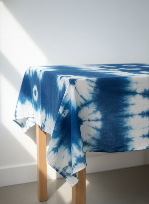 Handmade "Indigo Mist" Shibori-Style [Soft] Scarf